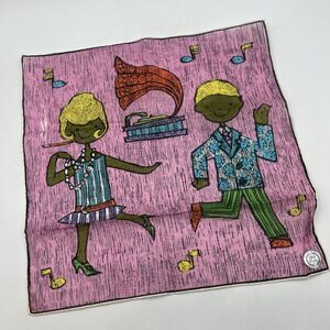 Vtg Lady Heritage Handkerchief Party Dancing Smoking Skandia 60s Novelty Hankie